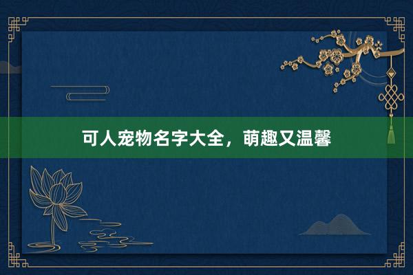 可人宠物名字大全，萌趣又温馨